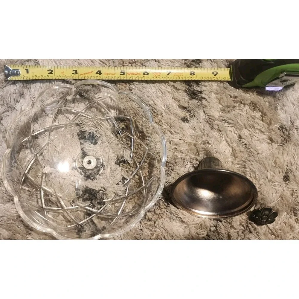 Crystal/Silverplate‎ Small Candy Dish WA Italy Vintage Flower. 2 Silver Spoons